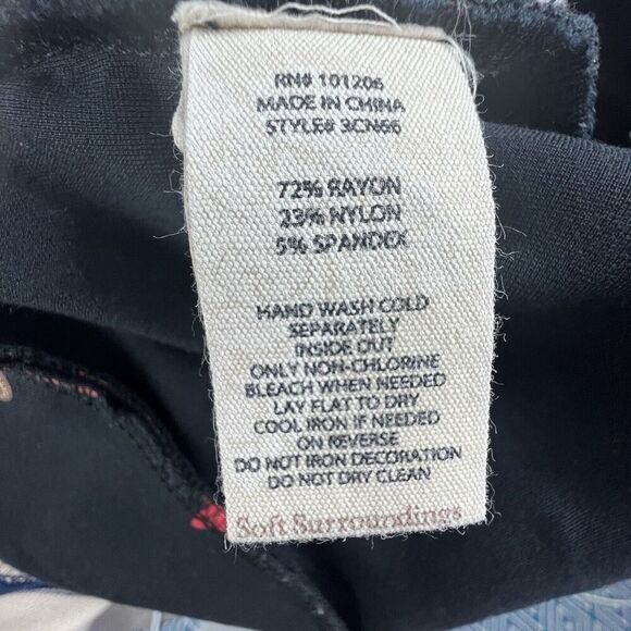 Soft Surroundings Straight Leg Ankle Floral Pull On Pants Size PM Black - Picture 11 of 11